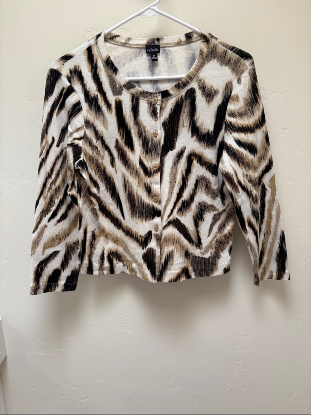 Rafaella Animal Print Button-Front Jacket in Cream, Brown & Black